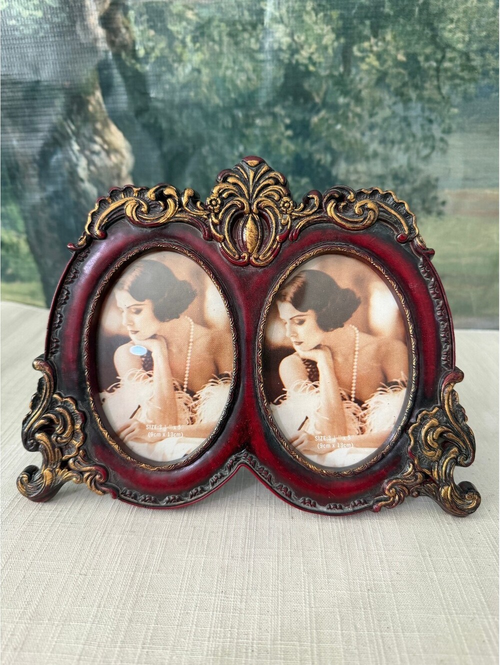 Ornate double oval photo frame